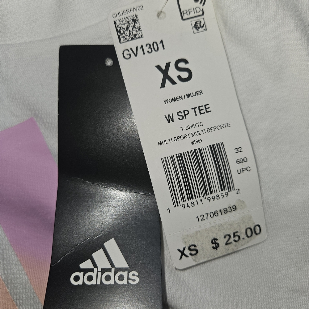 🧡 Adidas Tie Dye Printed Logo T-Shirt - Size XS NWT - Picture 7 of 9